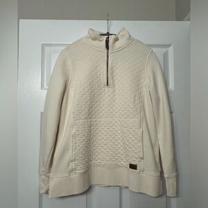 L.L. Bean Cream Women's Quilted Quarter-Zip Pullover | Size M